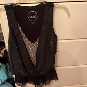 Black & silver sparkly tank